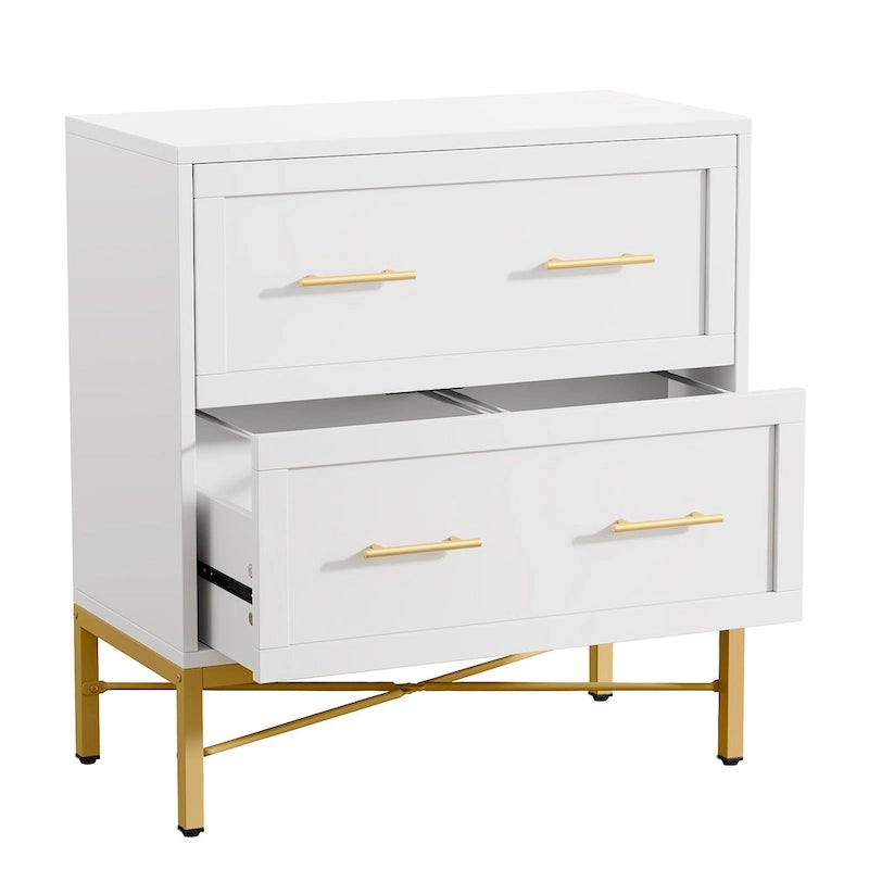 32-Zoll-Aktenschrank, moderner seitlicher Aktenschrank mit 2 Schubladen für Letter-/Legal-/A4-Format, Homeoffice