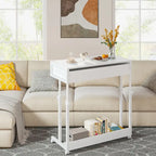 Adjustable Side Table with Drawers and Wheels