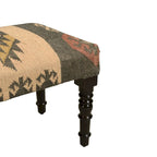 47" Multicolored Rectangular Bench with Wooden Legs