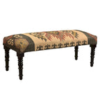 47" Multicolored Rectangular Bench with Wooden Legs
