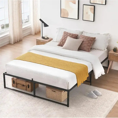 14 Inch Platform Bed Frame with 3-in-1 Steel Support, No Box Spring Needed