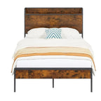Queen Size Bed Frame, Platform Bed with Storage Headboard and Charging Station, Non-Slip Without Noise