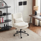 Upholstered Armless Polyester Fiber Task Office Chair With Wheels