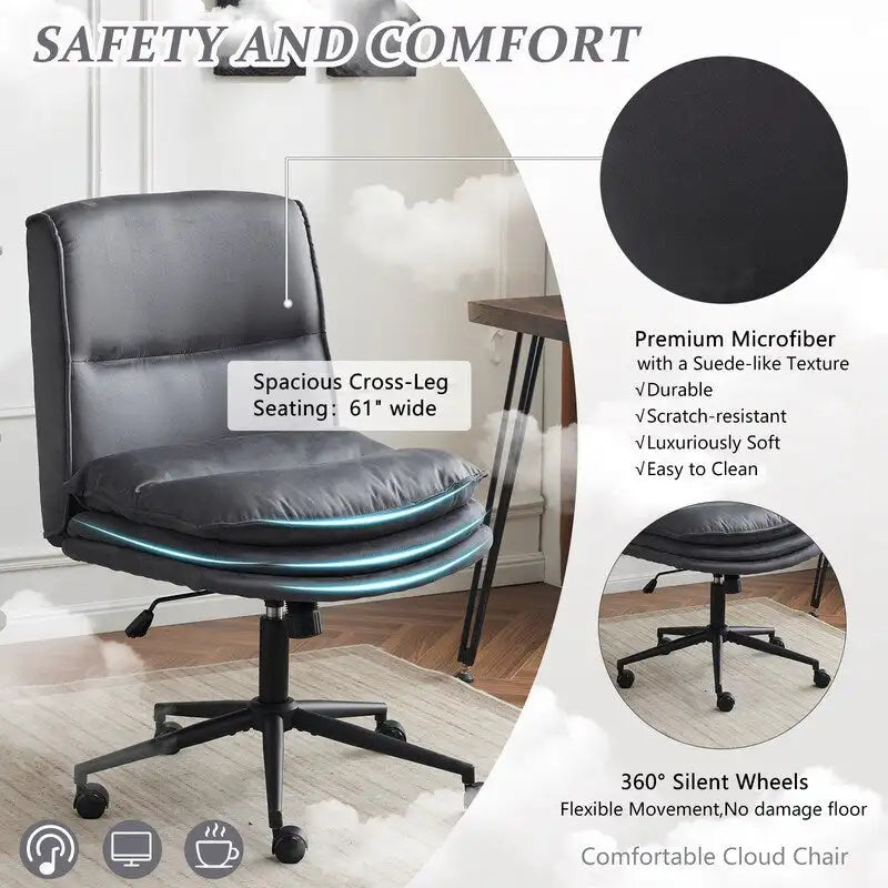 Armless Task Office Chair with Wheels