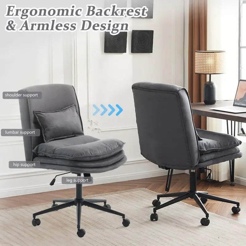 Armless Task Office Chair with Wheels