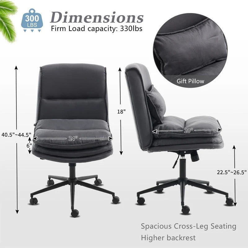 Armless Task Office Chair with Wheels