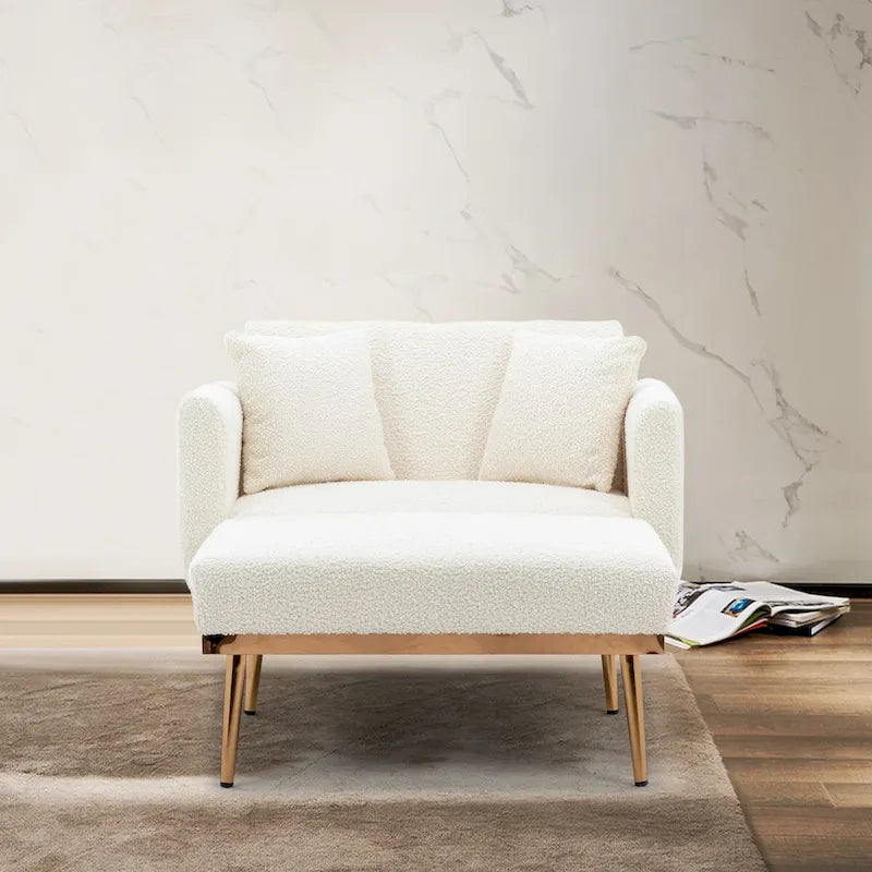 2-in-1-Samt-Chaiselongue mit Hocker und verstellbarer Liegelehne