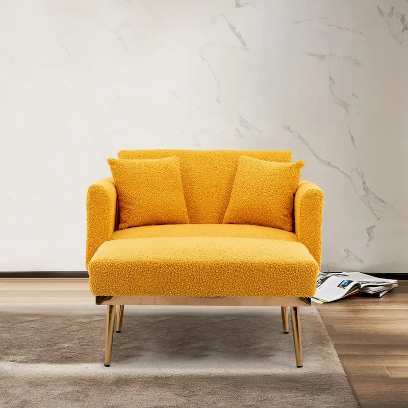 2-in-1-Samt-Chaiselongue mit Hocker und verstellbarer Liegelehne